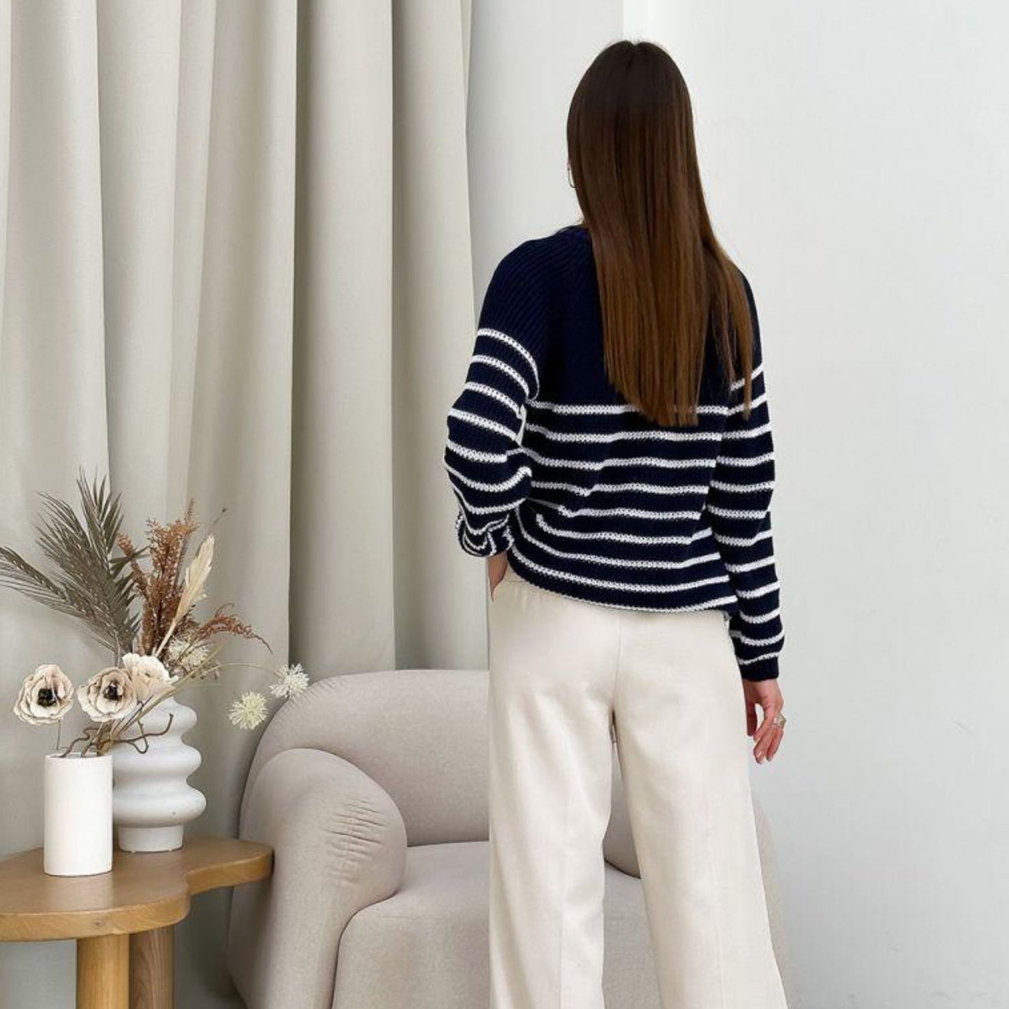 Navy Striped Knitted Sweater