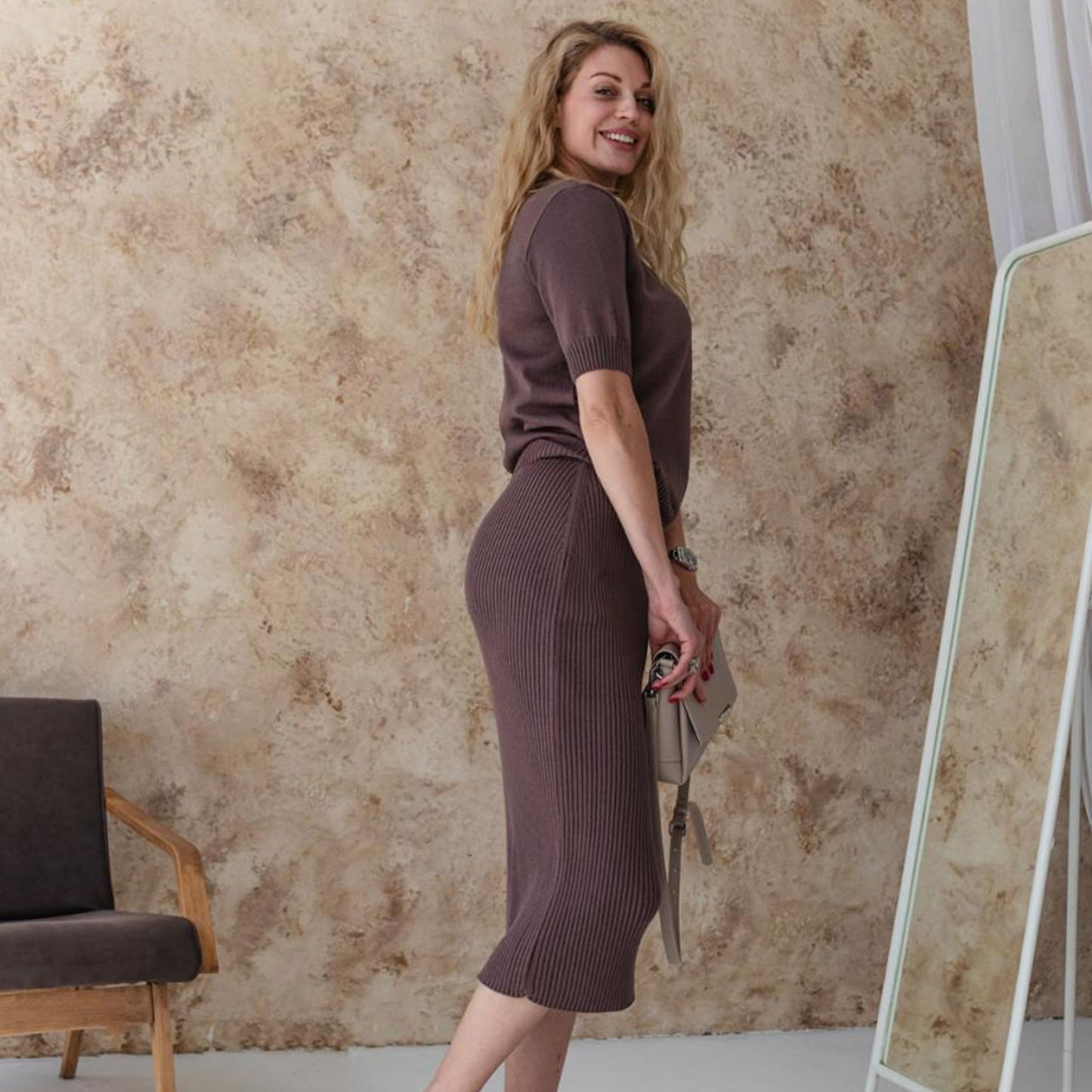 Handmade Brown Knitted T-Shirt