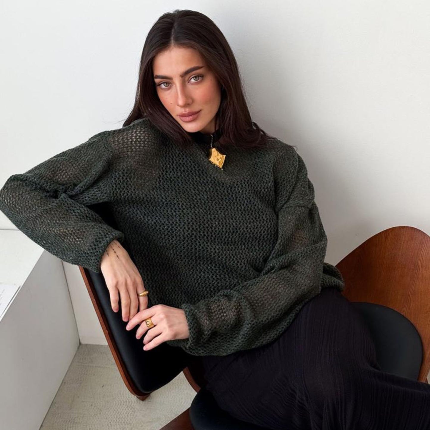 Dark Green Knitted Sweater - Soft