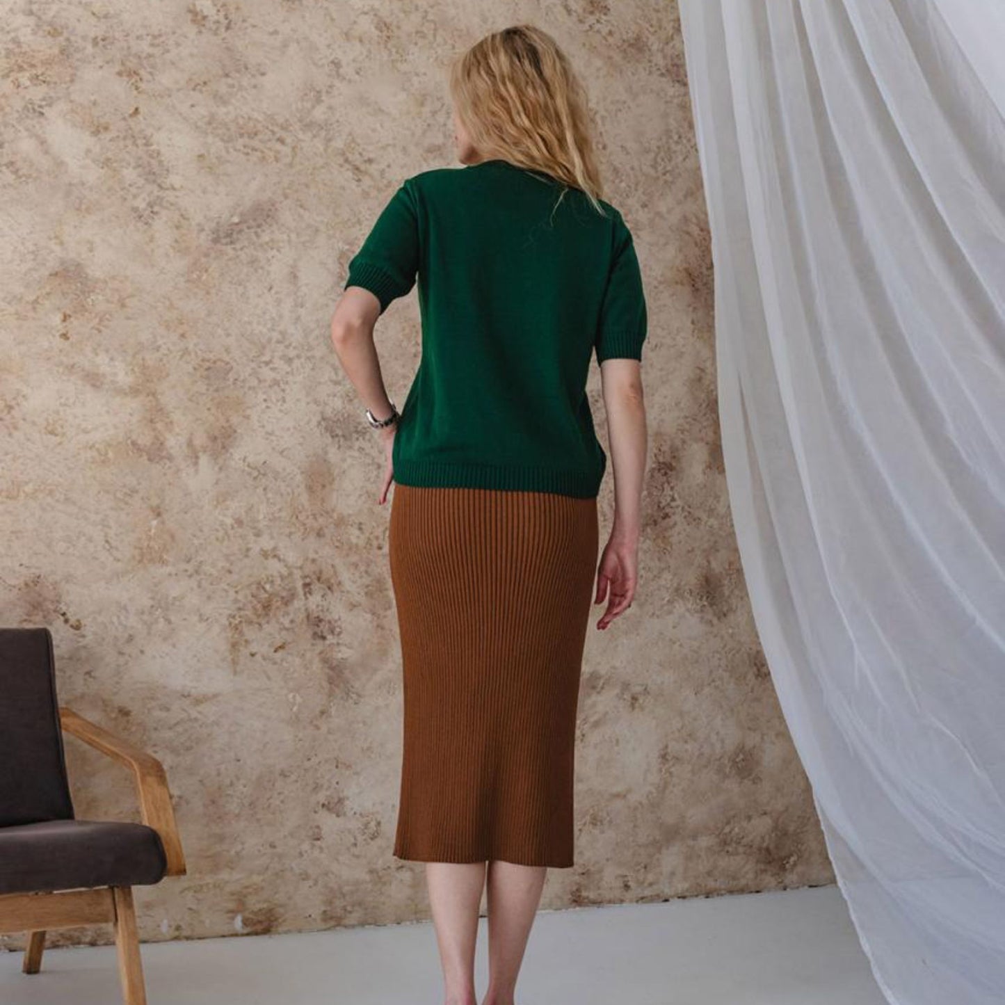 Handmade Emerald Green Knitted T-Shirt