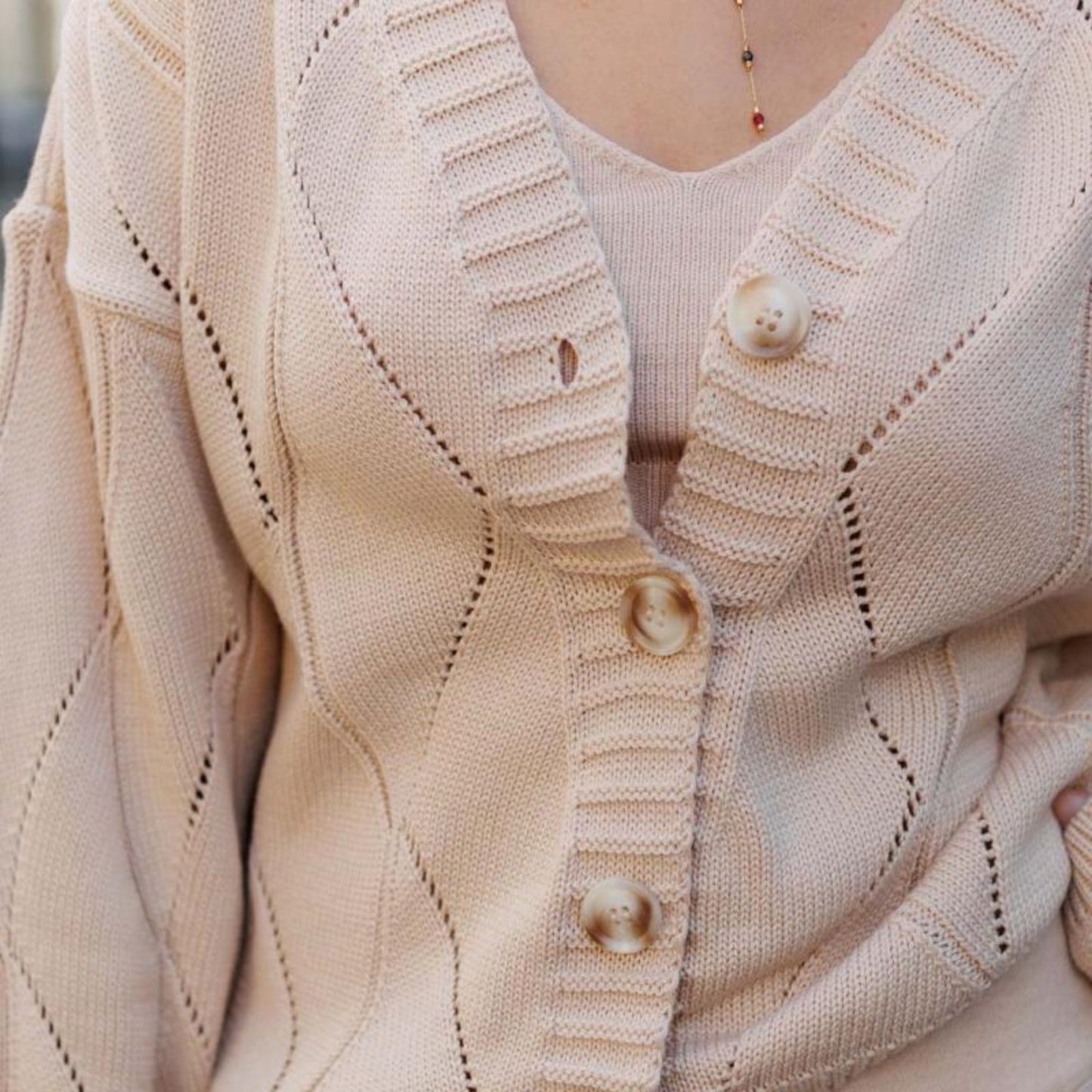 Beige Knitted Cardigan – Grace