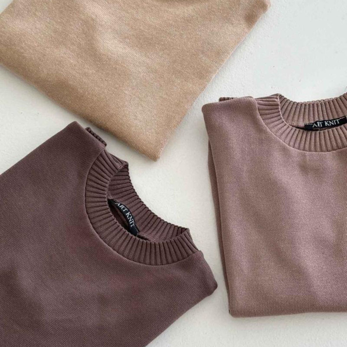 Handmade Taupe Knitted T-Shirt