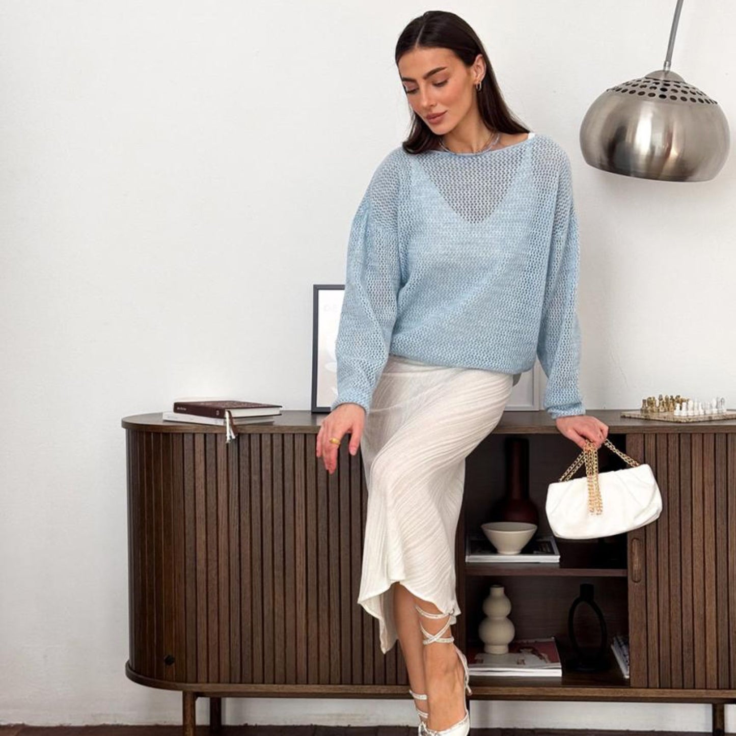 Light Blue Knitted Sweater - Soft