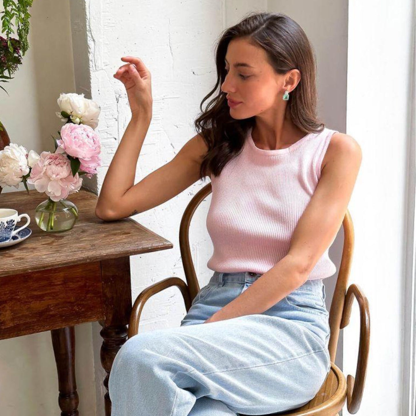 Light Pink Knitted Tank Top