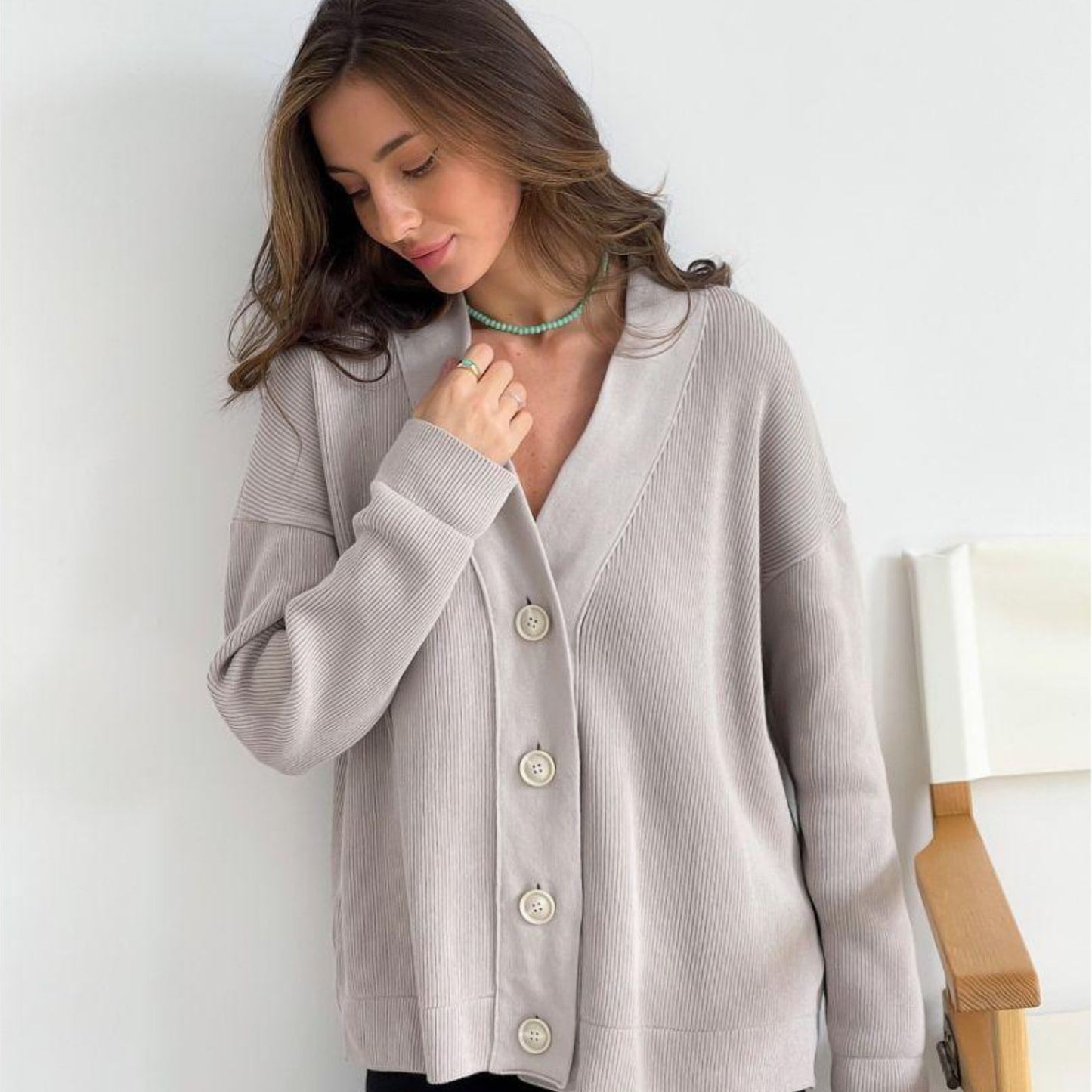 Silver Knitted Cardigan – Vittoria