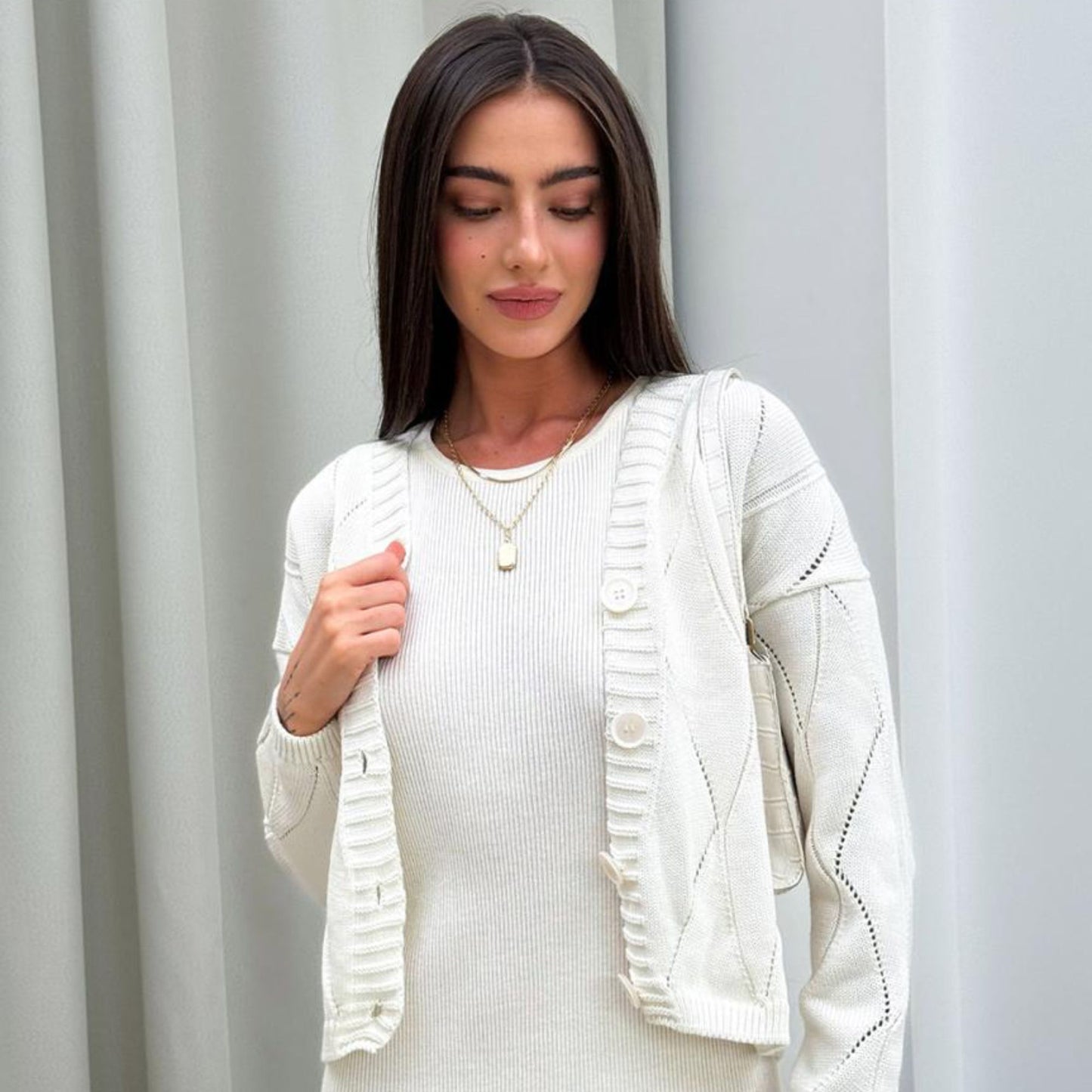 White Knitted Cardigan – Grace