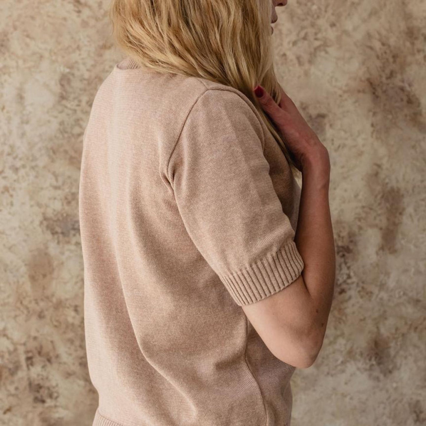 Handmade Beige Knitted T-Shirt