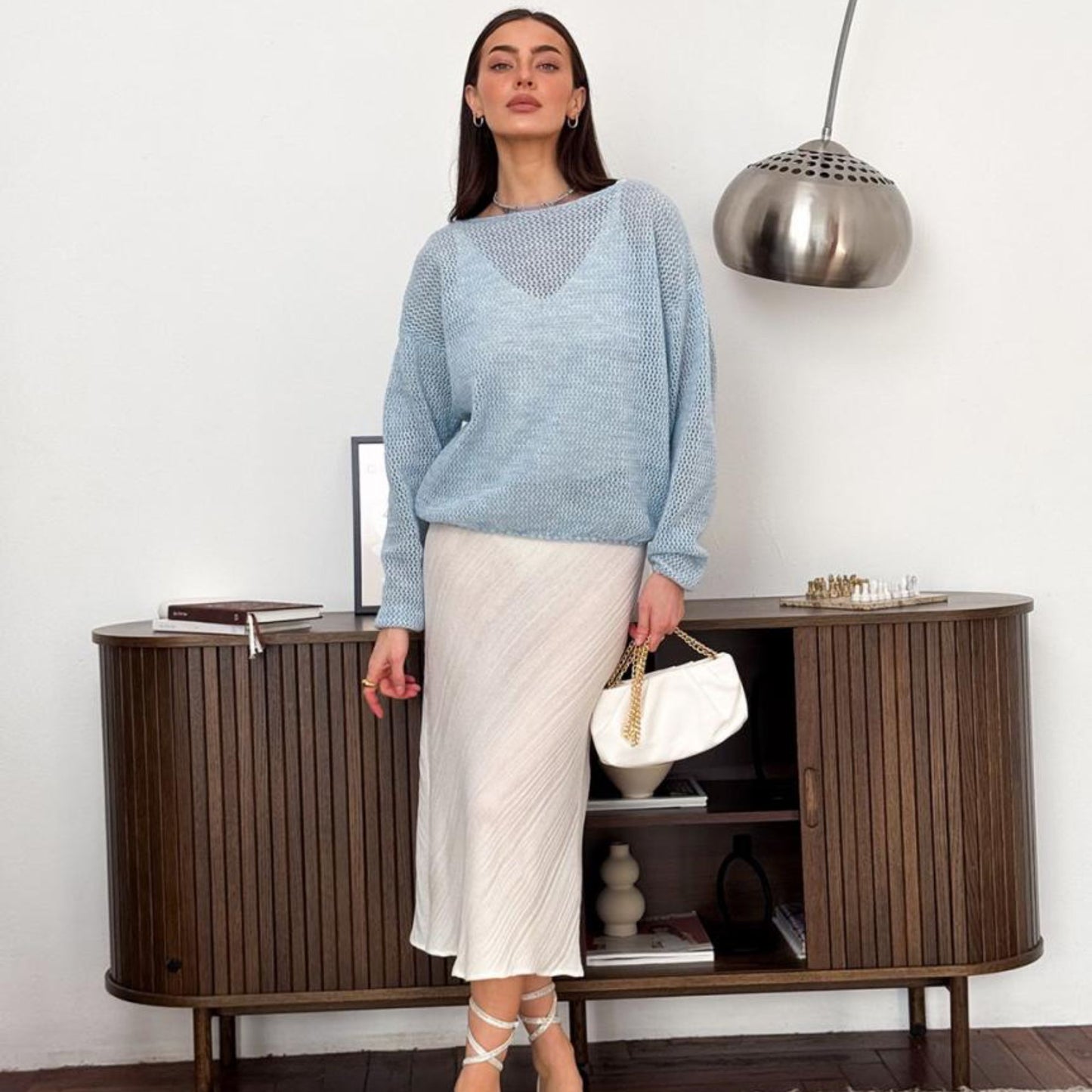 Light Blue Knitted Sweater - Soft