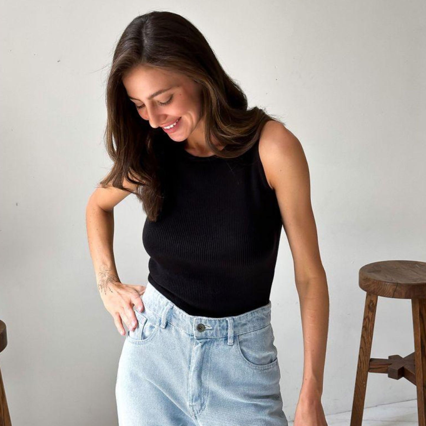 Black Knitted Tank Top