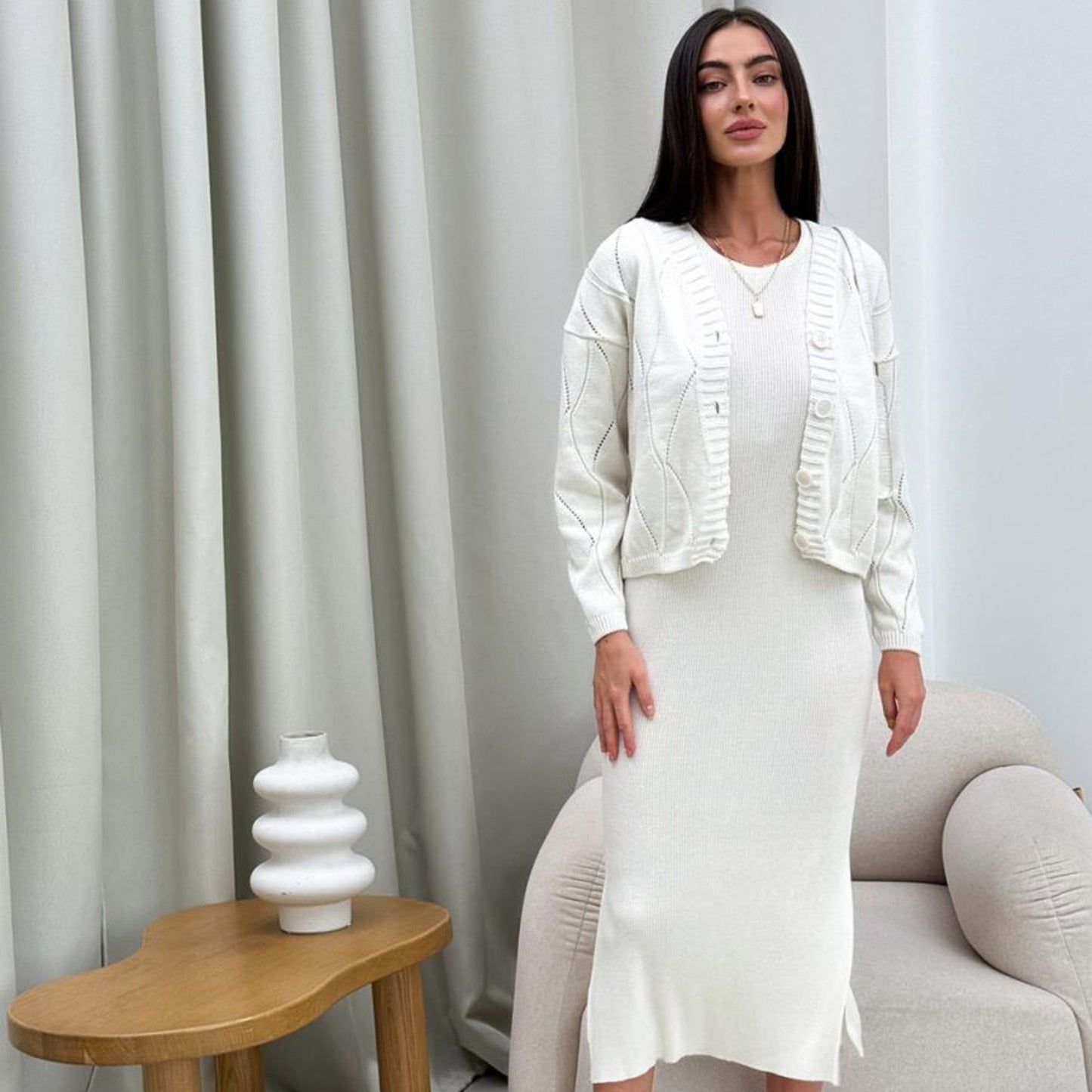 White Knitted Cardigan – Grace