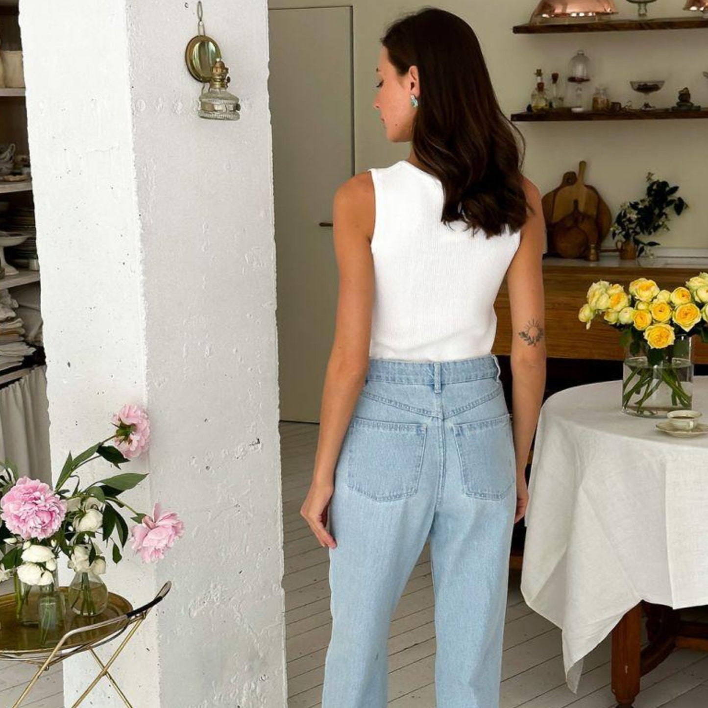 White Knitted Tank Top