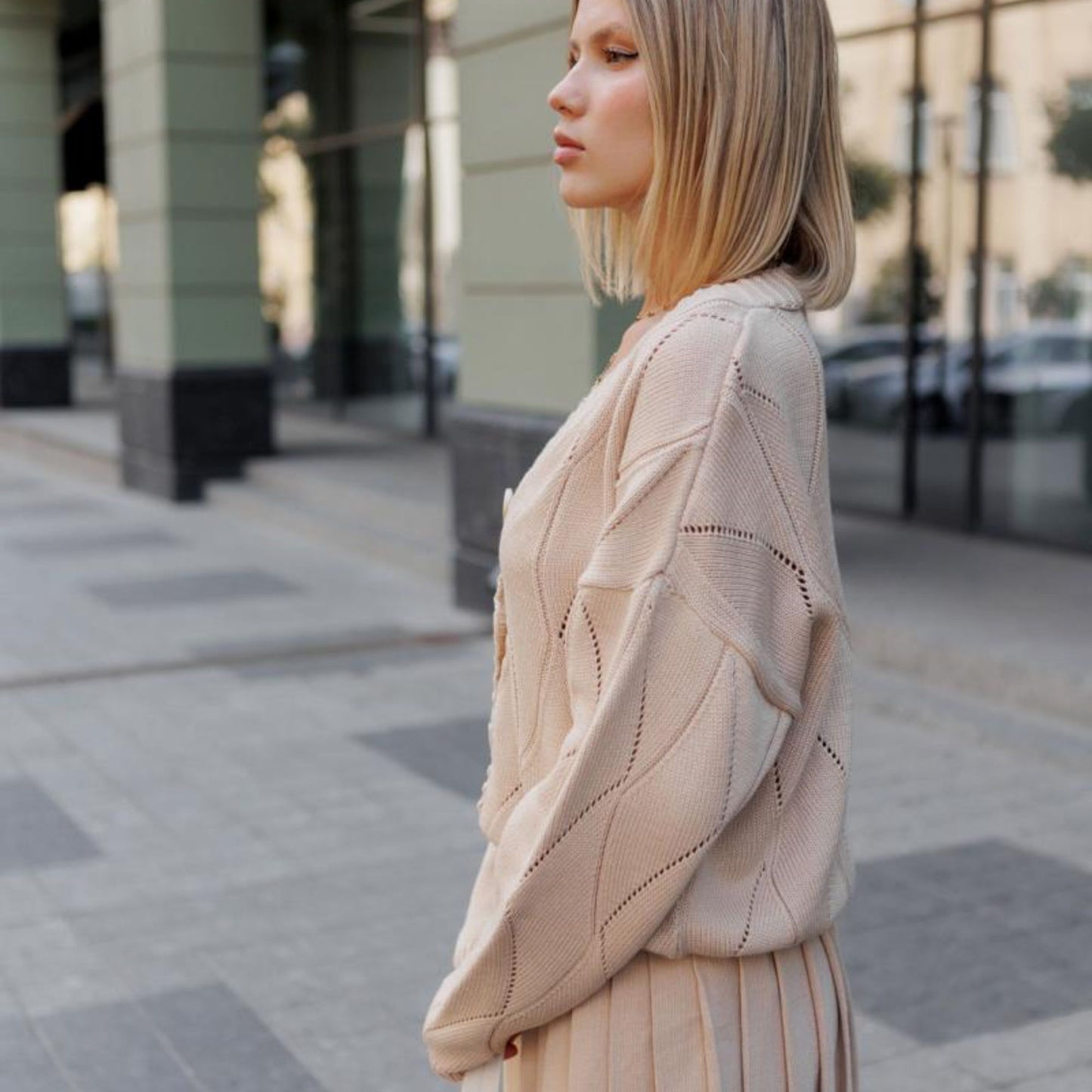 Beige Knitted Cardigan – Grace