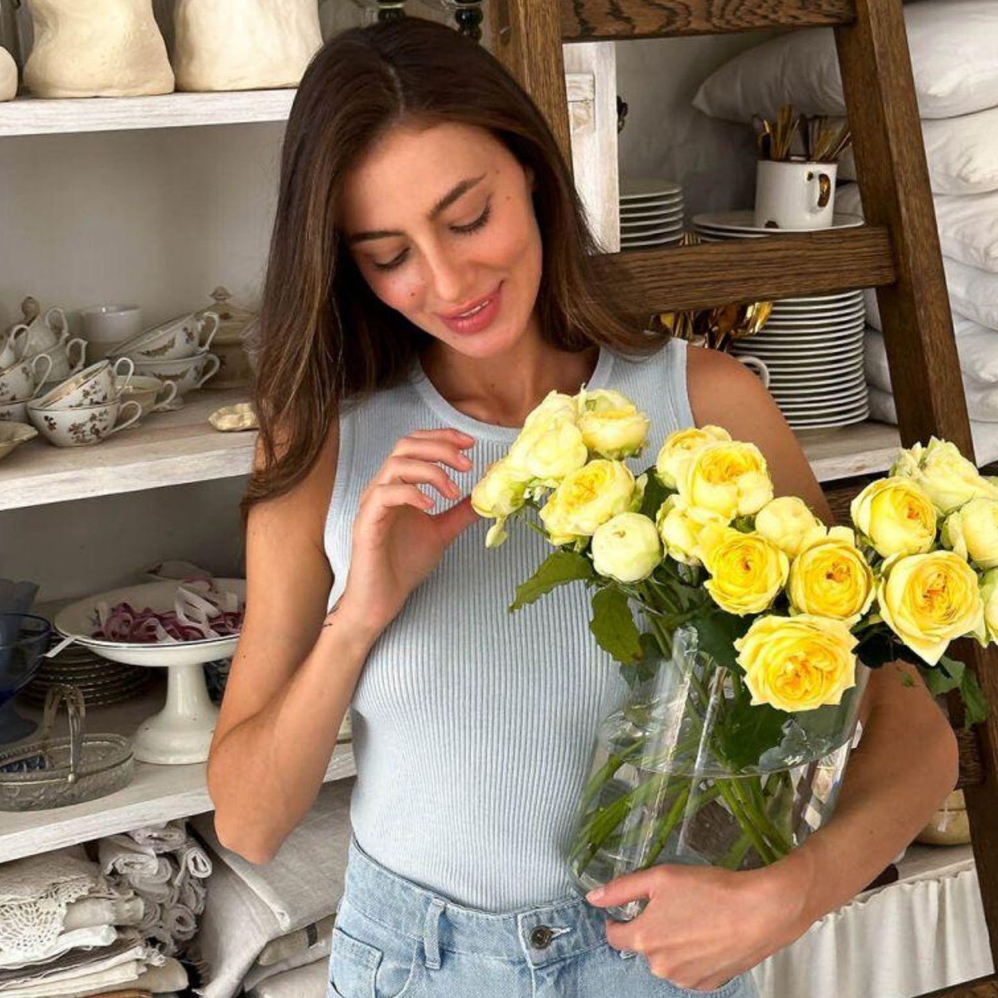 Sky Blue Knitted Tank Top