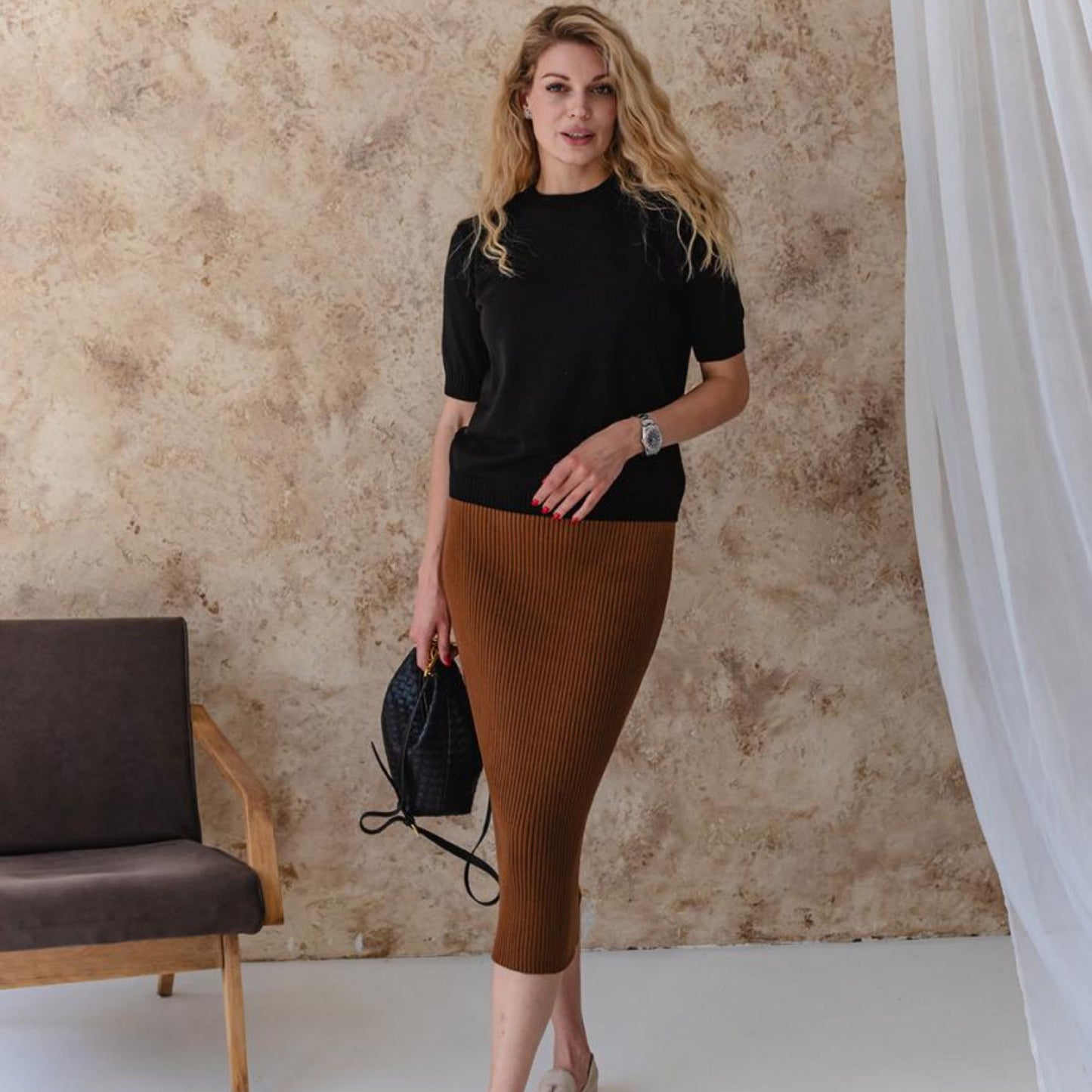 Handmade Black Knitted T-Shirt