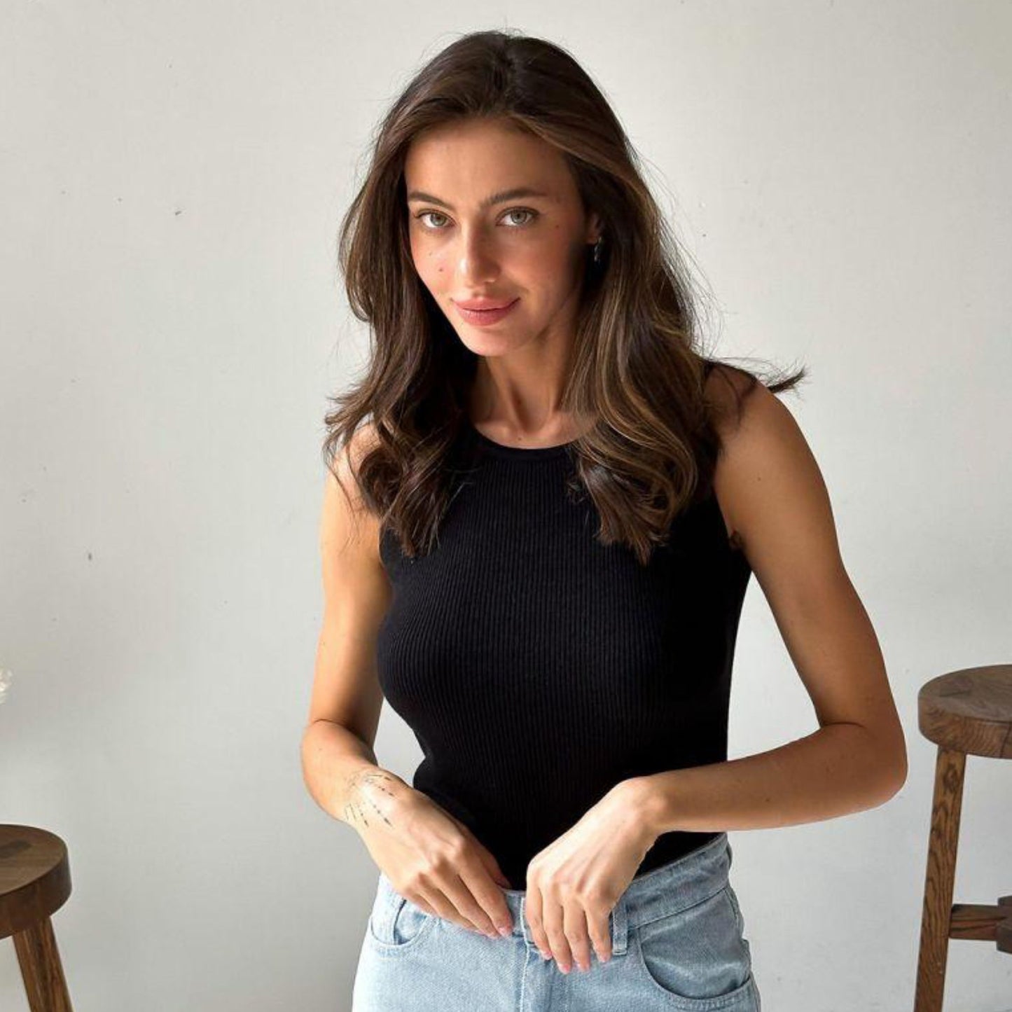 Black Knitted Tank Top