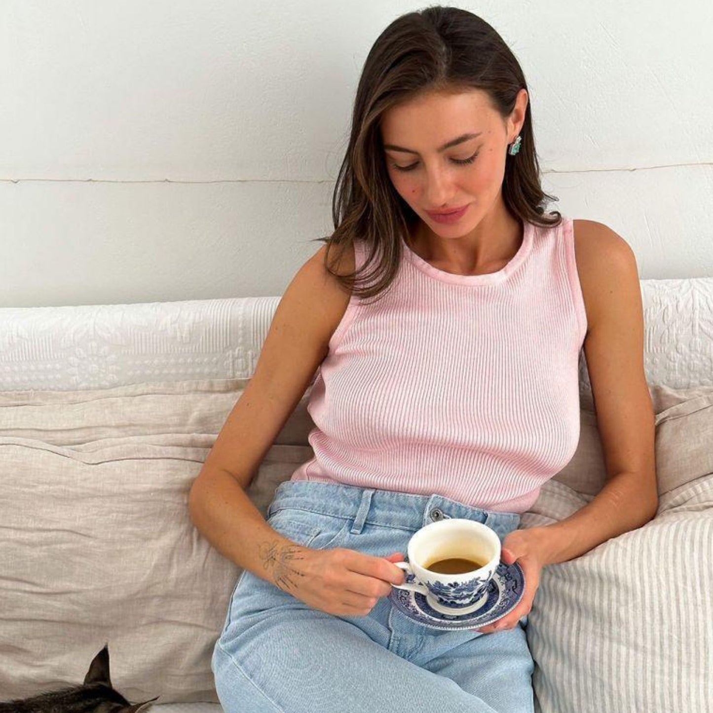Light Pink Knitted Tank Top