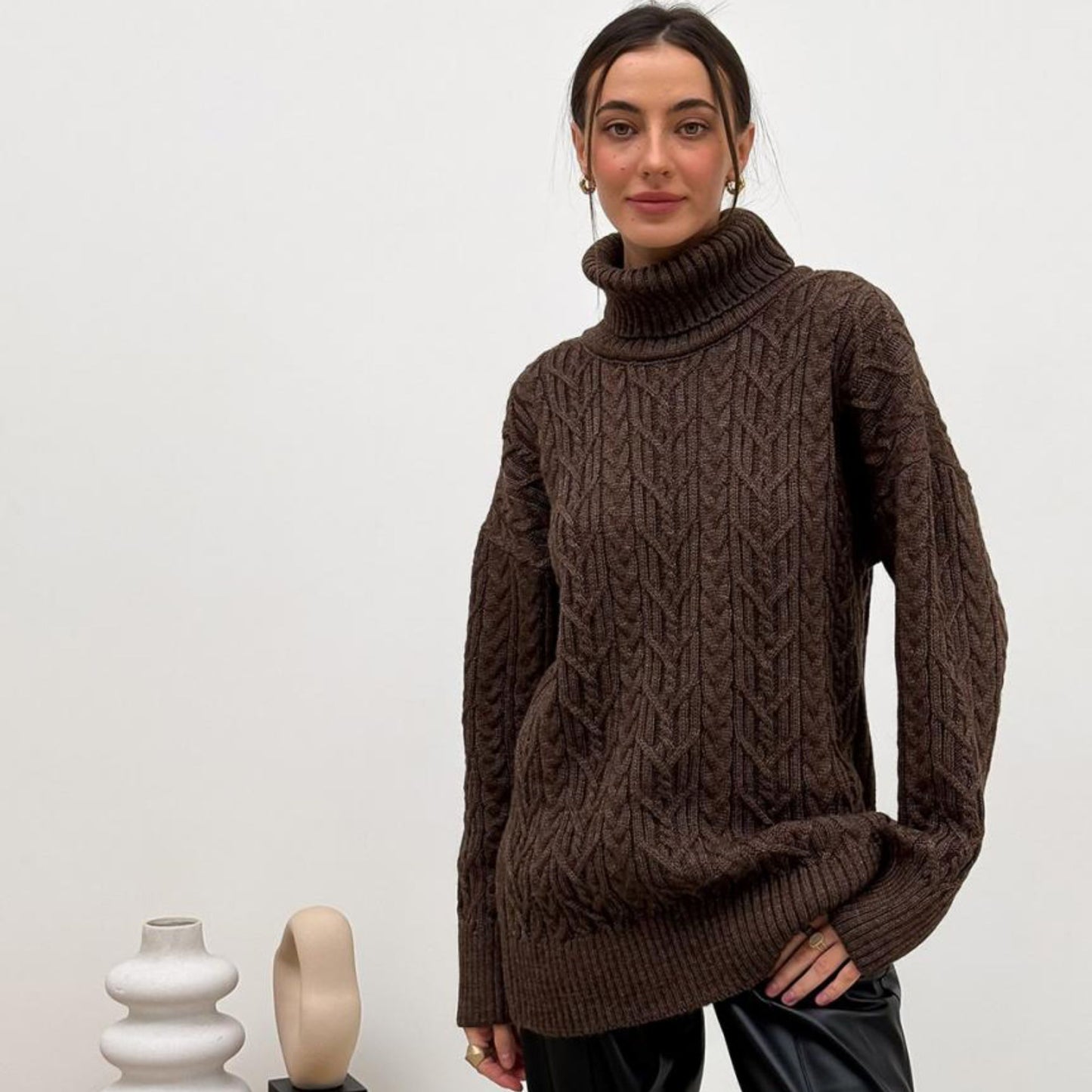 Brown Knitted Sweater - Olivia