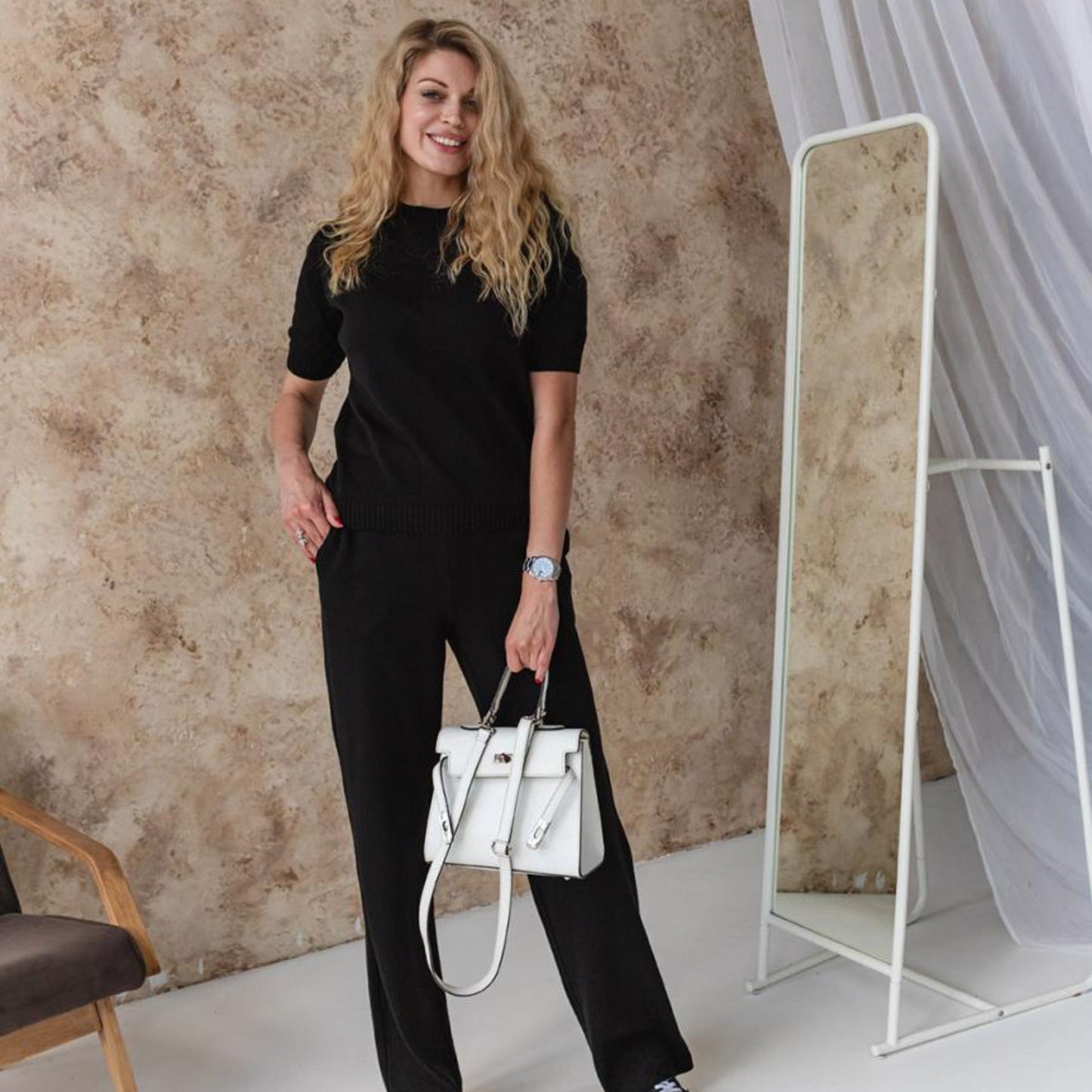 Handmade Black Knitted T-Shirt