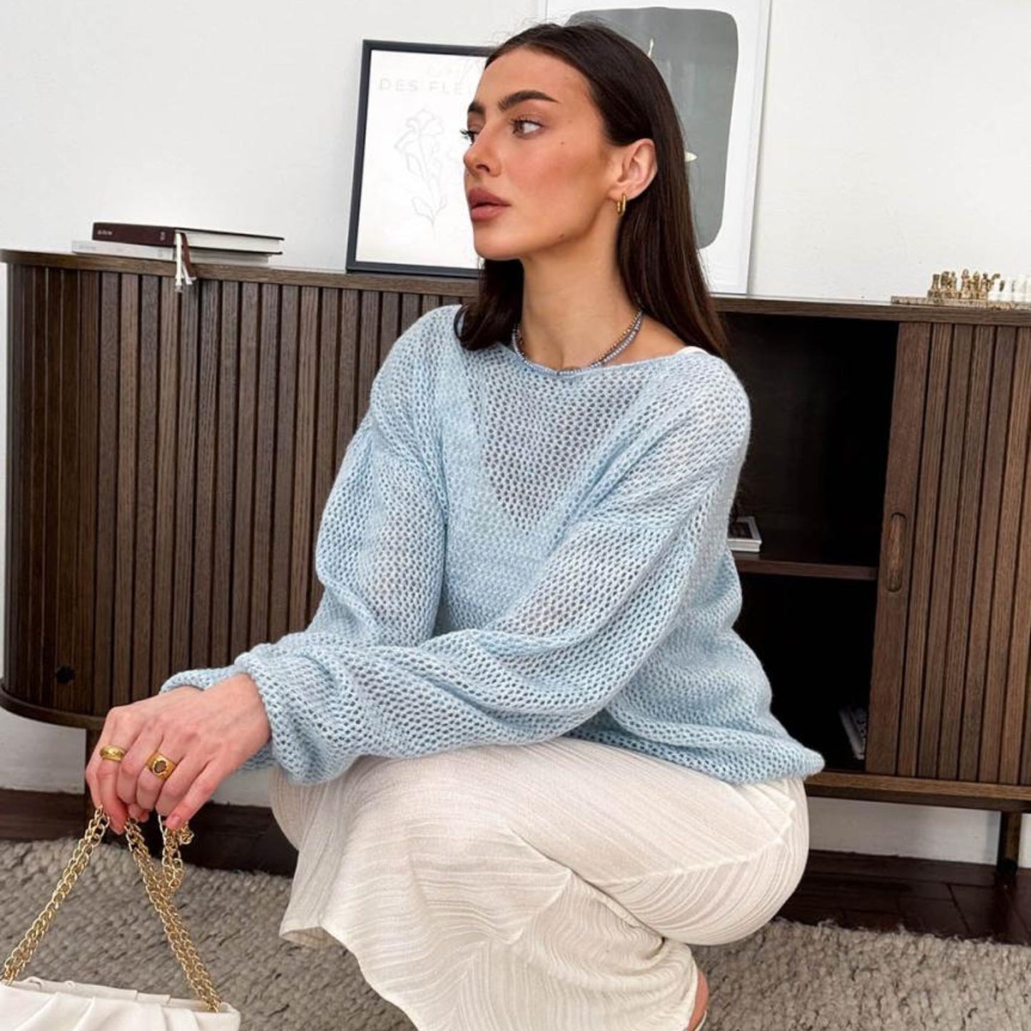 Light Blue Knitted Sweater - Soft