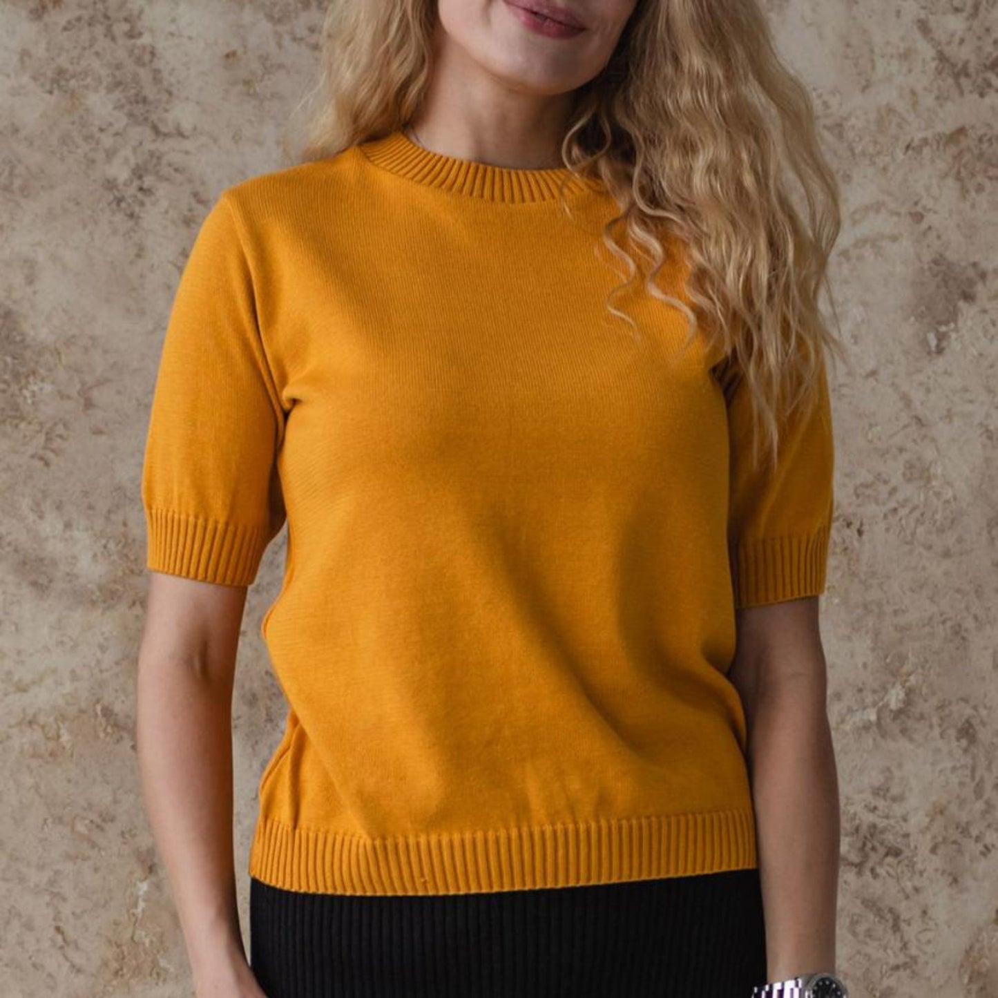 Handmade Yellow  Knitted T-Shirt