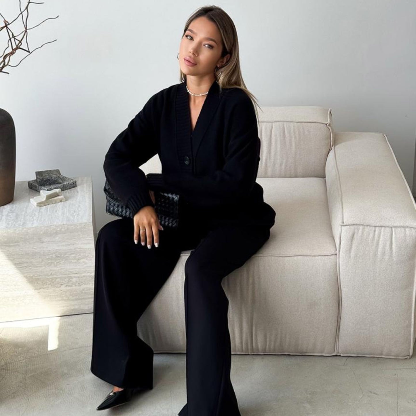 Black Knitted Cardigan – Casual Wool