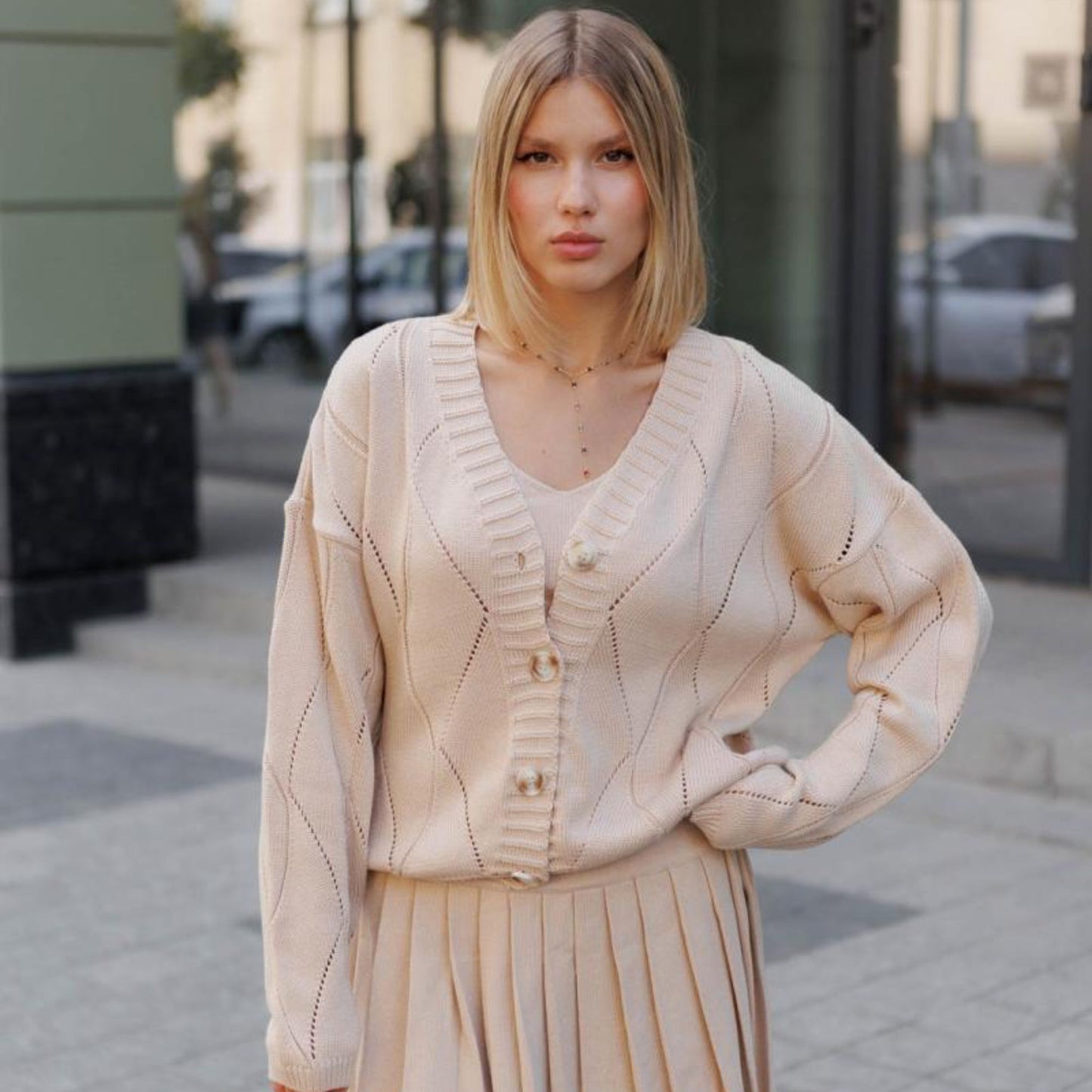 Beige Knitted Cardigan – Grace