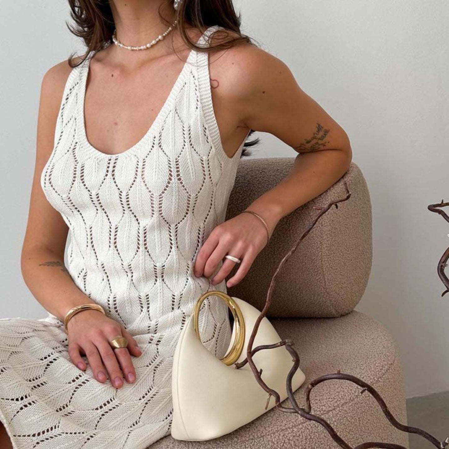 White Crochet Lace Short Dress