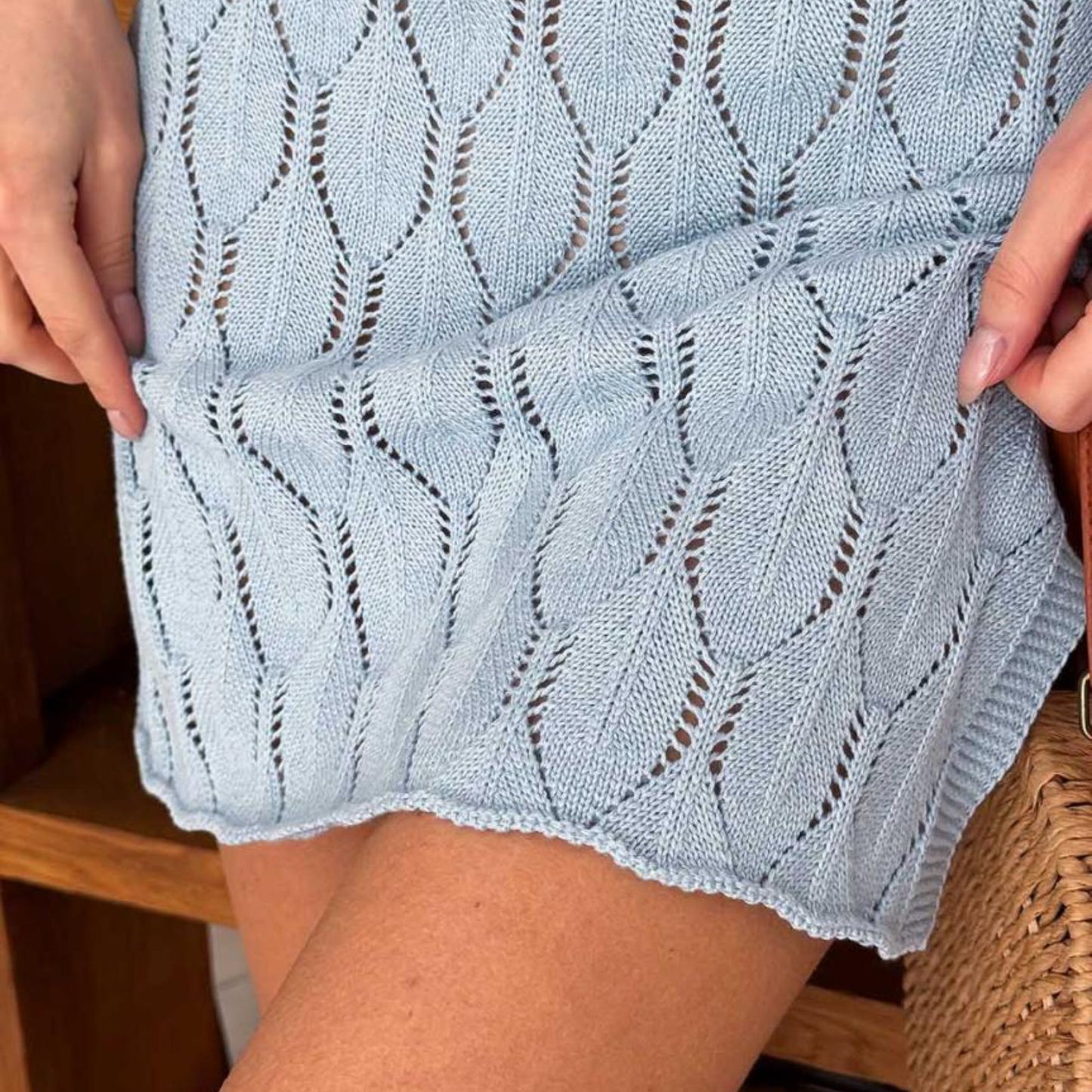 Blue Crochet Lace Short Dress