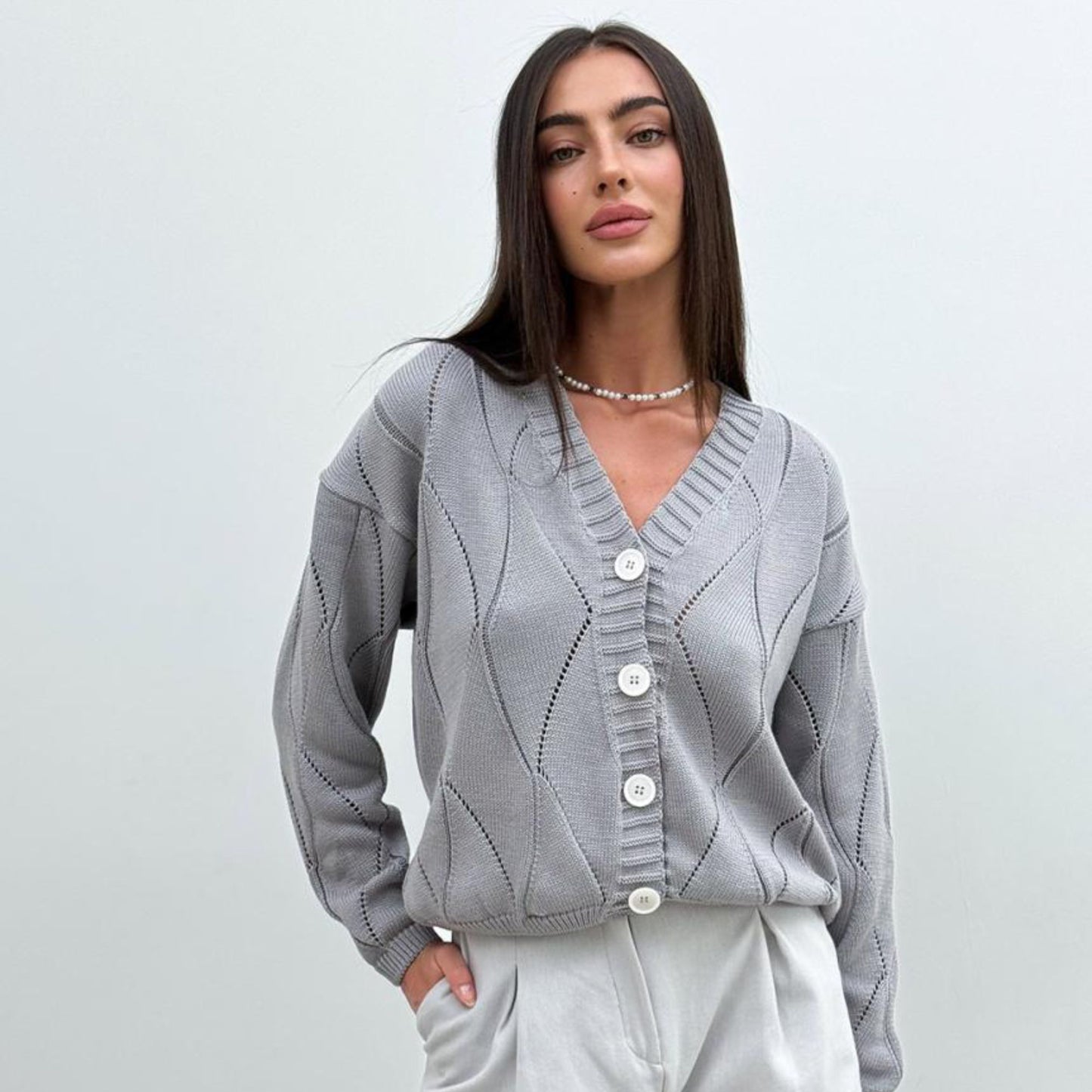 Gray Knitted Cardigan – Grace