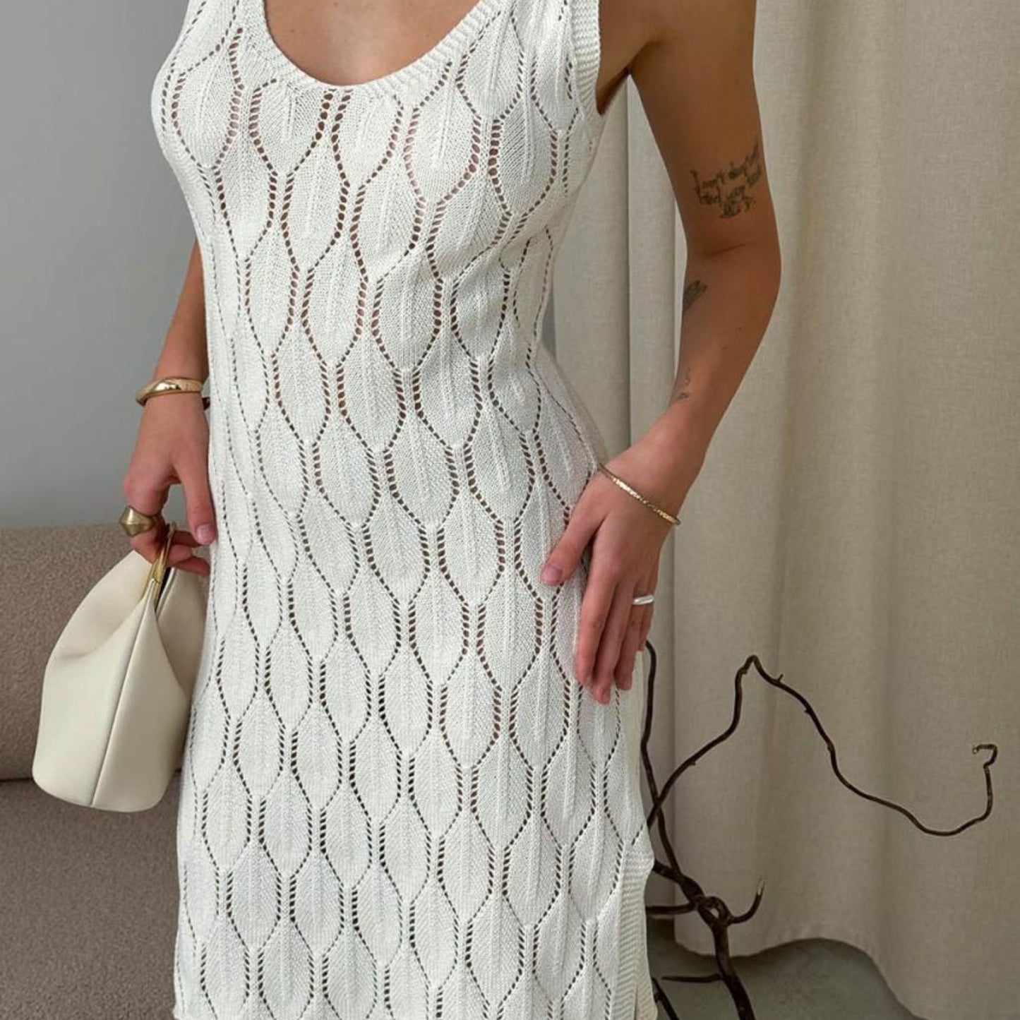 White Crochet Lace Short Dress