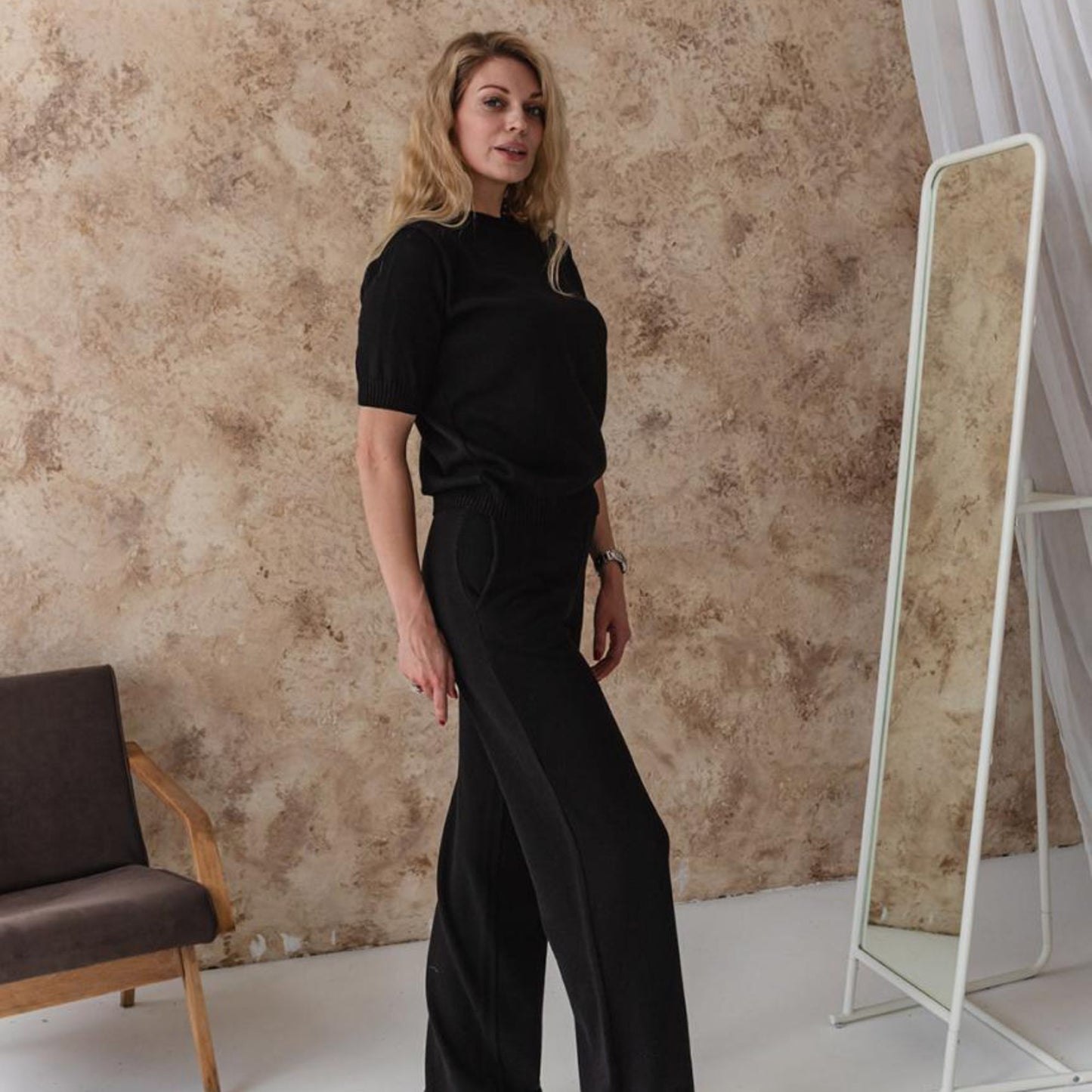 Handmade Black Knitted T-Shirt