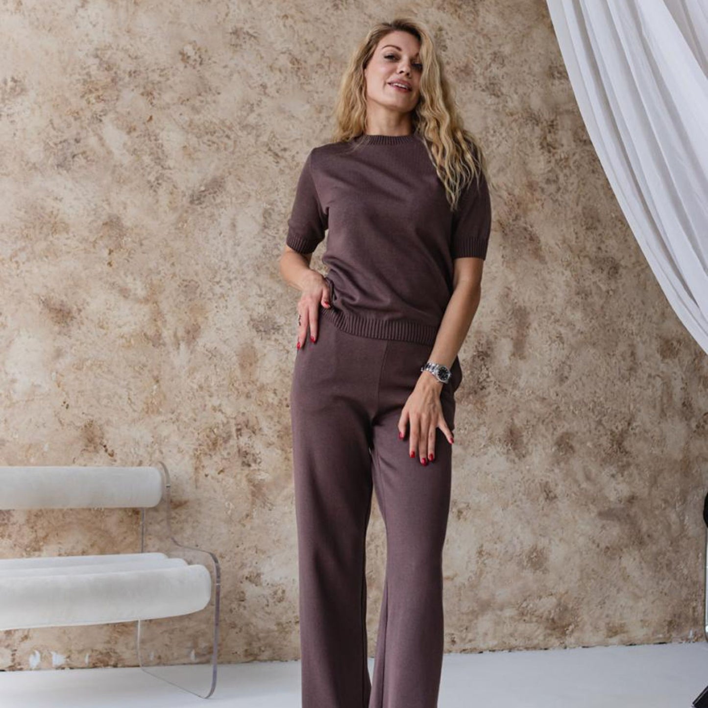 Handmade Brown Knitted T-Shirt