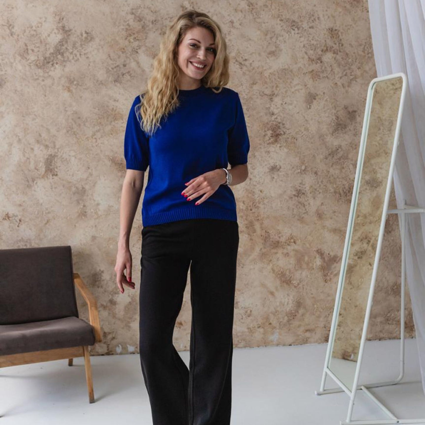 Handmade Blue Knitted T-Shirt